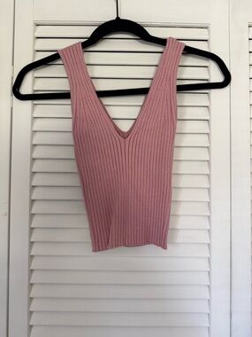 Madewell Ribbed V-Neck Tank Top - Dusty Rose